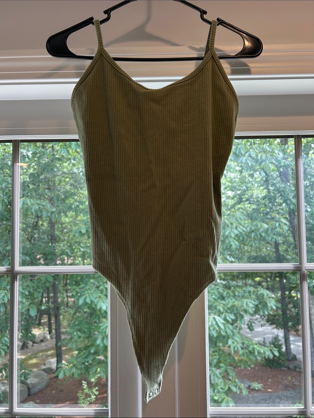 American Eagle Outfitters Olive Ribbed Tank One-Piece